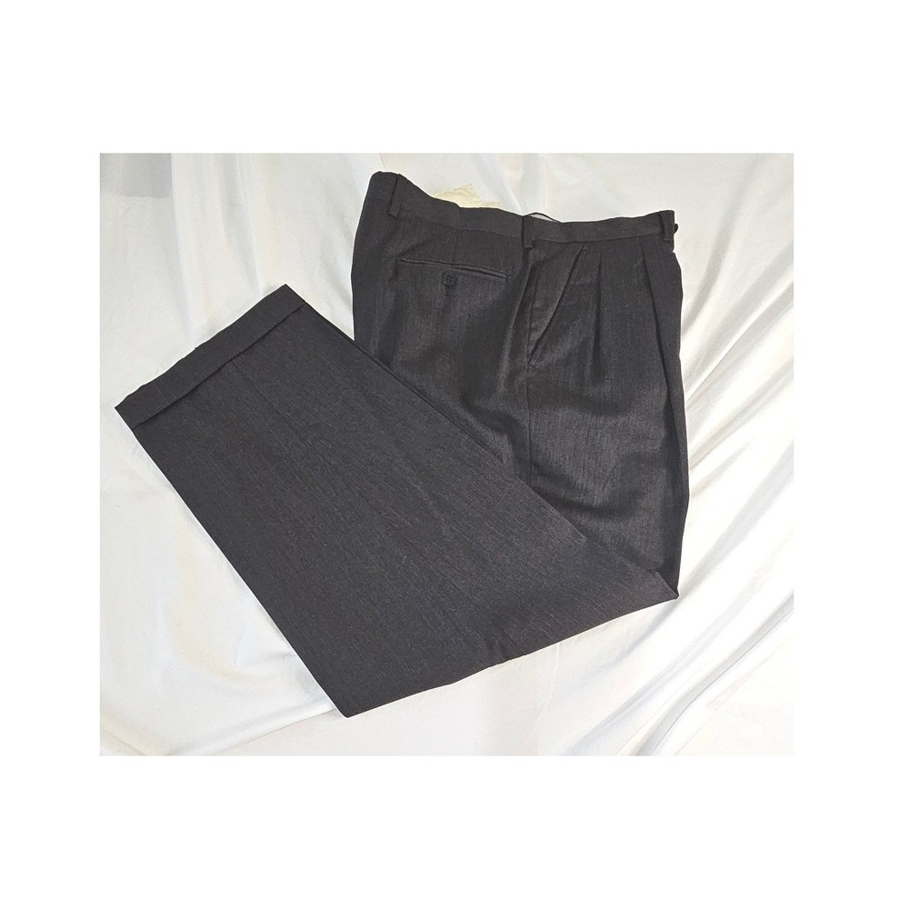 Luciano Barbera Louis Boston Mens Gray 100% Wool Pleated Cuffed Dress Pants 48
